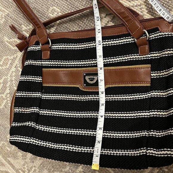 The Sak woven tote purse black white striped leather - Picture 10 of 12